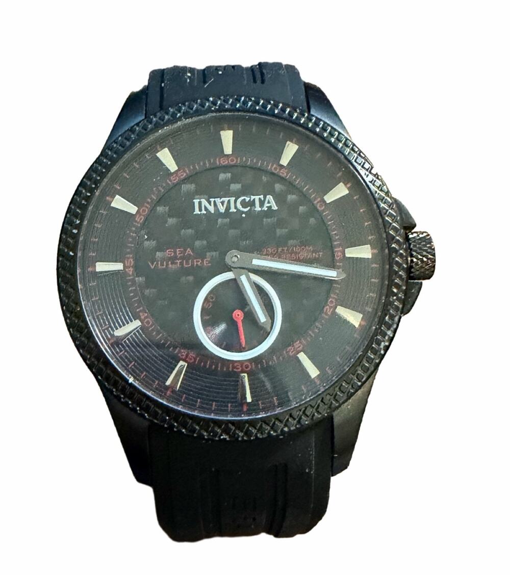 Invicta Sea Vulture Men's Chronograph Watch Black Silicone Strap
